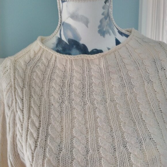 Cotton-Blend Cable Knit Sweater NWOT - Picture 5 of 7